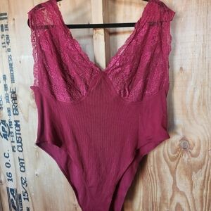 Cider Burgundy Lace Bodysuit "BUY1 GET1 FREE"